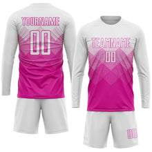 Laden Sie das Bild in den Galerie-Viewer, Uksn Individuelles Dunkelrosa Weiß Sublimations-Fußballtrikot
