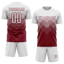 Laden Sie das Bild in den Galerie-Viewer, Uksn Individuelles Karmesinrot Weiß Sublimations-Fußballtrikot

