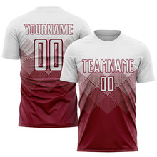Laden Sie das Bild in den Galerie-Viewer, Uksn Individuelles Karmesinrot Weiß Sublimations-Fußballtrikot
