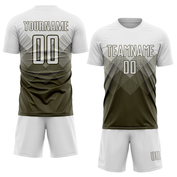 Uksn Individuelles Oliv Weiß Sublimations Salute-to-Service-Fußballtrikot