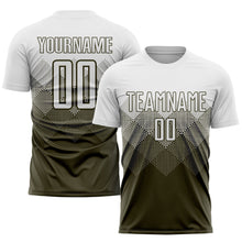 Laden Sie das Bild in den Galerie-Viewer, Uksn Individuelles Oliv Weiß Sublimations Salute-to-Service-Fußballtrikot
