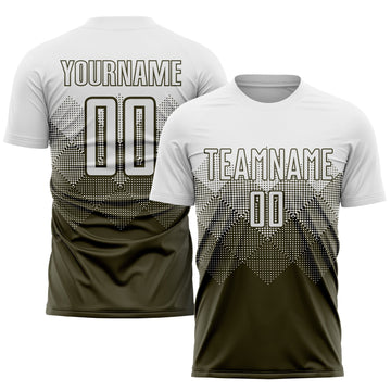 Uksn Individuelles Oliv Weiß Sublimations Salute-to-Service-Fußballtrikot