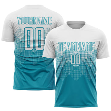 Uksn Individuelles Petrol Weiß Sublimations-Fußballtrikot
