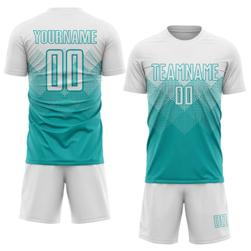 Uksn Individuelles Aqua Weiß Sublimations-Fußballtrikot