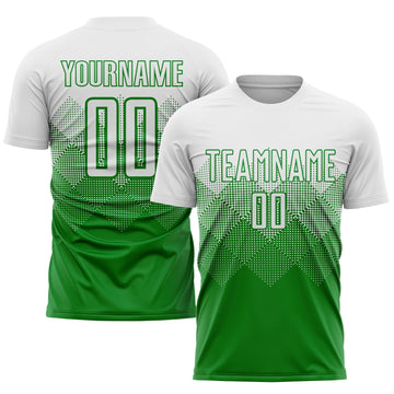Uksn Individuelles Grasgrün Weiß Sublimations-Fußballtrikot