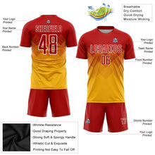 Laden Sie das Bild in den Galerie-Viewer, Uksn Individuelles Gold Rot-Weiß Sublimations-Fußballtrikot

