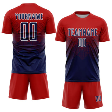 Uksn Individuelles Rot Marineblau-Weiß Sublimations-Fußballtrikot