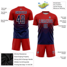 Laden Sie das Bild in den Galerie-Viewer, Uksn Individuelles Rot Marineblau-Weiß Sublimations-Fußballtrikot
