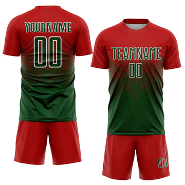 Uksn Individuelles Rot Grün-Weiß Sublimations-Fußballtrikot