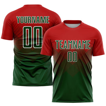 Uksn Individuelles Rot Grün-Weiß Sublimations-Fußballtrikot
