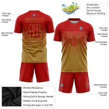 Laden Sie das Bild in den Galerie-Viewer, Uksn Individuelles Altgold Rot Sublimations-Fußballtrikot
