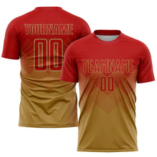 Laden Sie das Bild in den Galerie-Viewer, Uksn Individuelles Altgold Rot Sublimations-Fußballtrikot
