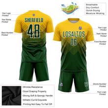 Laden Sie das Bild in den Galerie-Viewer, Uksn Individuelles Gold Grün-Weiß Sublimations-Fußballtrikot
