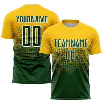 Uksn Individuelles Gold Grün-Weiß Sublimations-Fußballtrikot