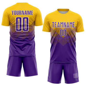 Uksn Individuelles Gold Violett-Weiß Sublimations-Fußballtrikot