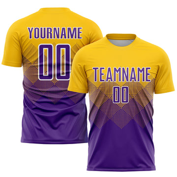 Uksn Individuelles Gold Violett-Weiß Sublimations-Fußballtrikot