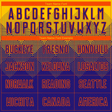 Laden Sie das Bild in den Galerie-Viewer, Uksn Individuelles Gold Dunkelviolett-Orange Sublimations-Fußballtrikot
