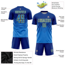 Laden Sie das Bild in den Galerie-Viewer, Uksn Individuelles Royalblau Puderblau-Gold Sublimations-Fußballtrikot
