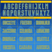 Laden Sie das Bild in den Galerie-Viewer, Uksn Individuelles Royalblau Puderblau-Gold Sublimations-Fußballtrikot
