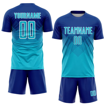 Uksn Individuelles Royalblau Lakes Blau-Weiß Sublimations-Fußballtrikot