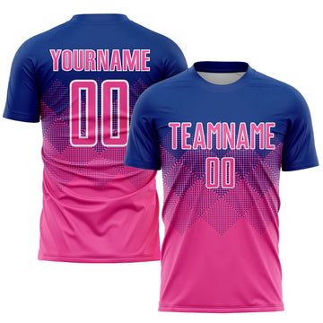 Uksn Individuelles Royalblau Pink-Weiß Sublimations-Fußballtrikot