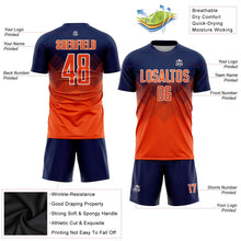 Laden Sie das Bild in den Galerie-Viewer, Uksn Individuelles Marineblau Orange-Weiß Sublimations-Fußballtrikot
