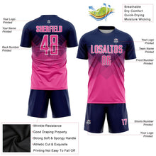 Laden Sie das Bild in den Galerie-Viewer, Uksn Individuelles Marineblau Pink-Weiß Sublimations-Fußballtrikot
