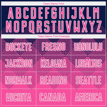 Laden Sie das Bild in den Galerie-Viewer, Uksn Individuelles Marineblau Pink-Weiß Sublimations-Fußballtrikot
