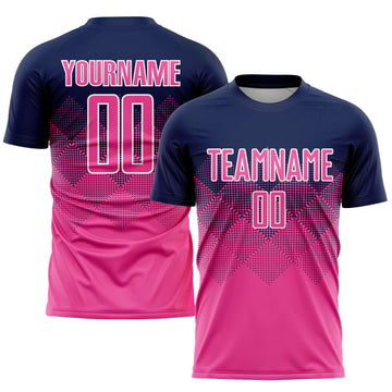 Uksn Individuelles Marineblau Pink-Weiß Sublimations-Fußballtrikot