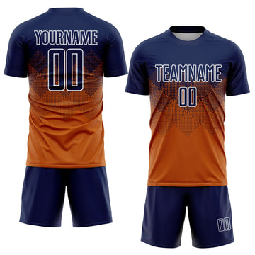 Uksn Individuelles Texas-Orange Marineblau-Weiß Sublimations-Fußballtrikot