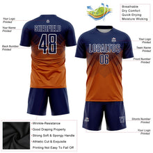 Laden Sie das Bild in den Galerie-Viewer, Uksn Individuelles Texas-Orange Marineblau-Weiß Sublimations-Fußballtrikot
