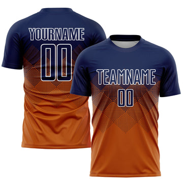Uksn Individuelles Texas-Orange Marineblau-Weiß Sublimations-Fußballtrikot