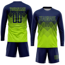 Laden Sie das Bild in den Galerie-Viewer, Uksn Individuelles Neongrün Marineblau Sublimations-Fußballtrikot
