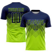 Laden Sie das Bild in den Galerie-Viewer, Uksn Individuelles Neongrün Marineblau Sublimations-Fußballtrikot
