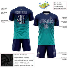 Laden Sie das Bild in den Galerie-Viewer, Uksn Individuelles Aqua Marineblau-Weiß Sublimations-Fußballtrikot
