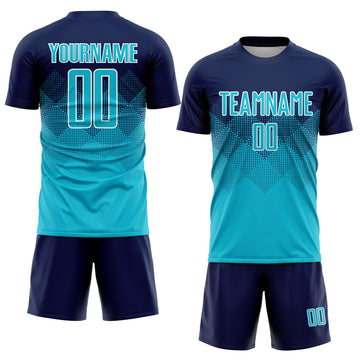 Uksn Individuelles Marineblau Lakes Blau-Weiß Sublimations-Fußballtrikot