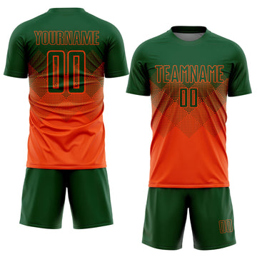 Uksn Individuelles Orange Grün Sublimations-Fußballtrikot