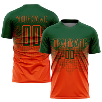 Uksn Individuelles Orange Grün Sublimations-Fußballtrikot