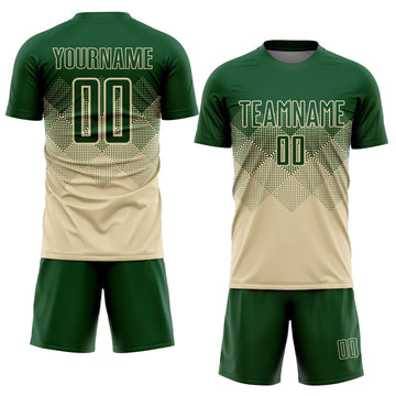 Uksn Individuelles Creme Grün Sublimations-Fußballtrikot