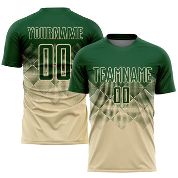 Uksn Individuelles Creme Grün Sublimations-Fußballtrikot