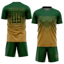 Laden Sie das Bild in den Galerie-Viewer, Uksn Individuelles Altgold Grün Sublimations-Fußballtrikot

