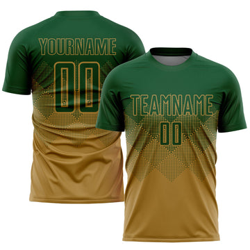 Uksn Individuelles Altgold Grün Sublimations-Fußballtrikot