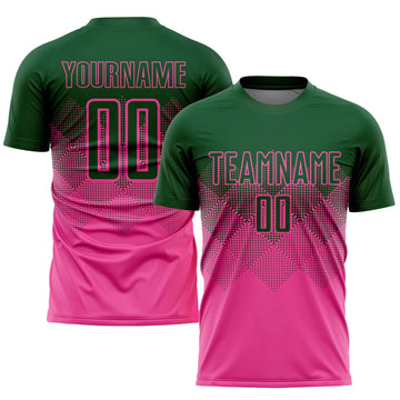 Uksn Individuelles Pink Grün Sublimations-Fußballtrikot
