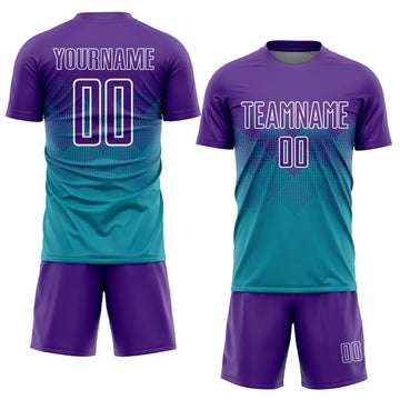 Uksn Individuelles Petrol Violett-Weiß Sublimations-Fußballtrikot