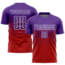 Laden Sie das Bild in den Galerie-Viewer, Uksn Individuelles Rot Violett-Weiß Sublimations-Fußballtrikot
