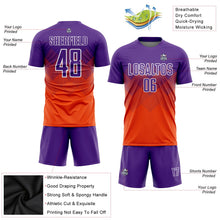 Laden Sie das Bild in den Galerie-Viewer, Uksn Individuelles Orange Violett-Weiß Sublimations-Fußballtrikot
