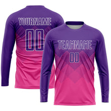 Laden Sie das Bild in den Galerie-Viewer, Uksn Individuelles Pink Violett-Weiß Sublimations-Fußballtrikot
