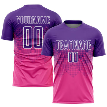 Uksn Individuelles Pink Violett-Weiß Sublimations-Fußballtrikot