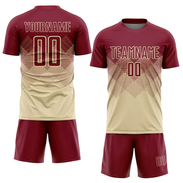 Uksn Individuelles Creme Karmesinrot Sublimations-Fußballtrikot
