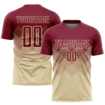 Uksn Individuelles Creme Karmesinrot Sublimations-Fußballtrikot